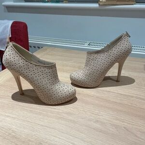 Elegant Cream High Heel Ankle Booties